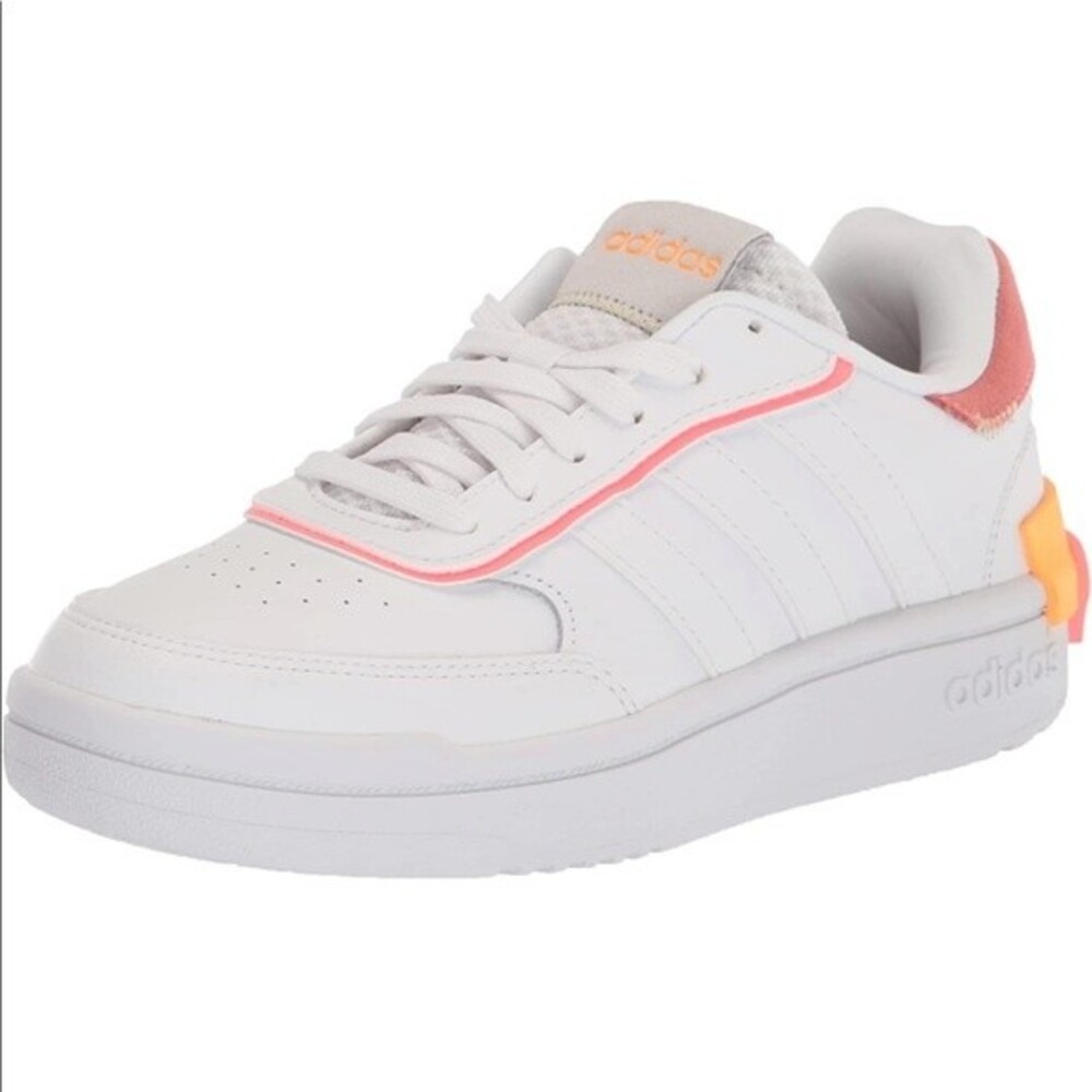 adidas Women's Postmove Basketball Shoe, White/White/Acid Red, 11